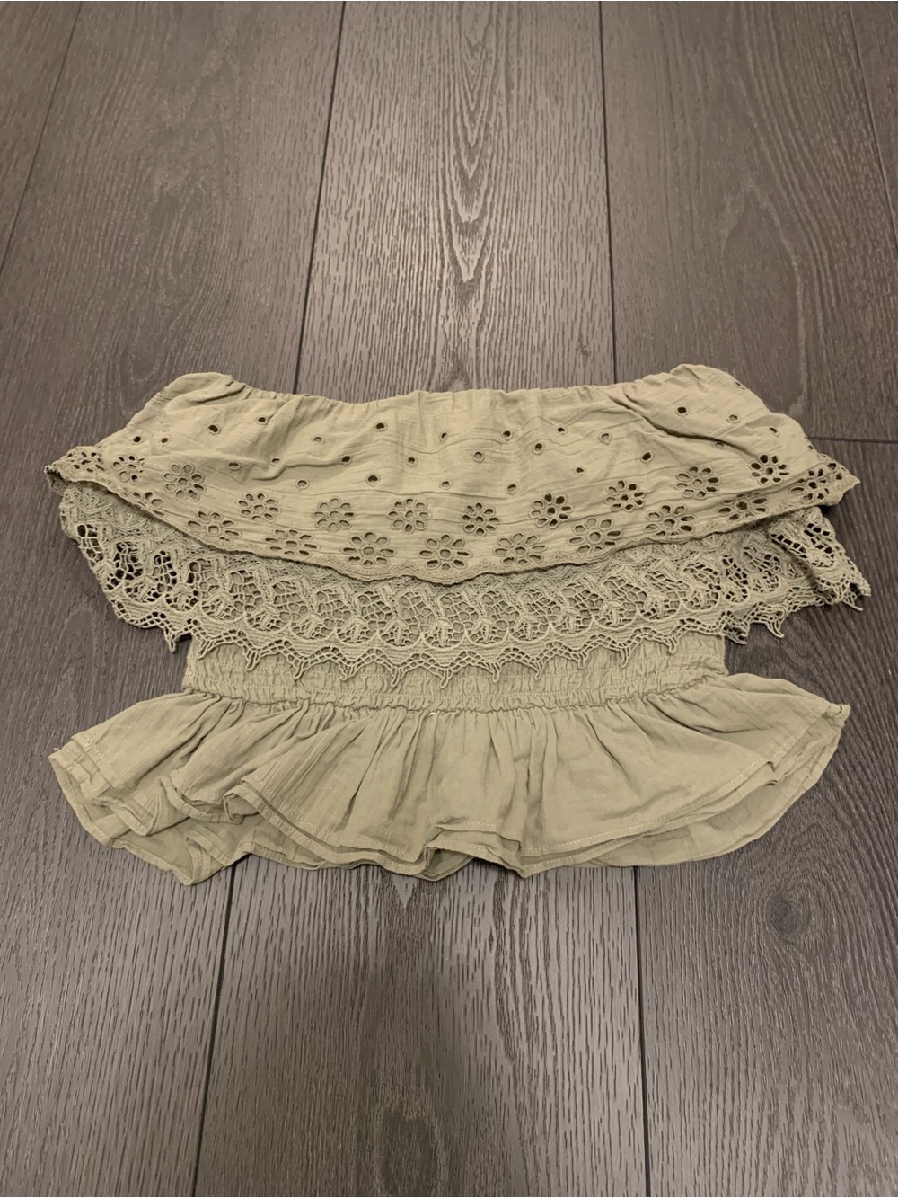American Eagle Off-Shoulder Crochet Ruffle Top - Size M